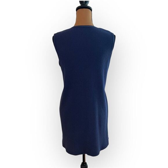 Image by Edie Waffle Textured Cotton Button Down Navy Blue Vest Women’s One Size - Picture 3 of 10